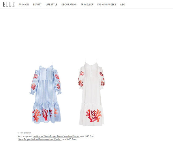 Lee Pfayfer Dresses are featured in Elle DE