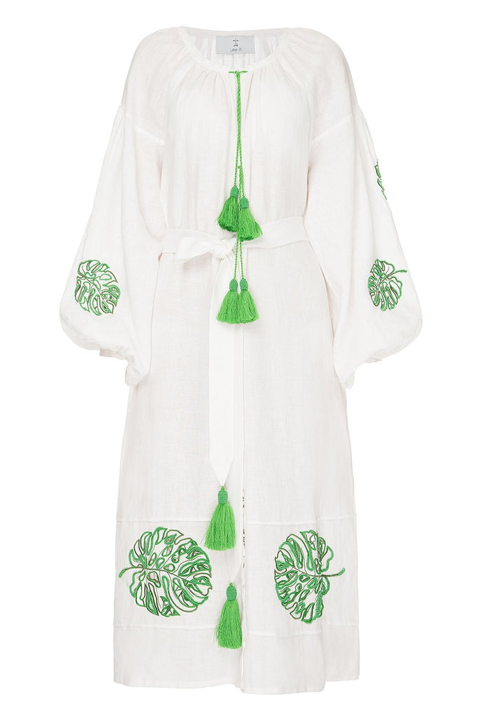 Bali White Dress with Sleeves and Beads