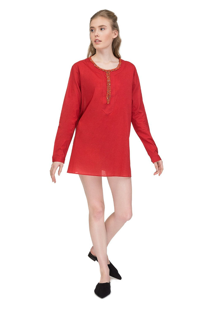 Divine cotton tunic with long sleeves