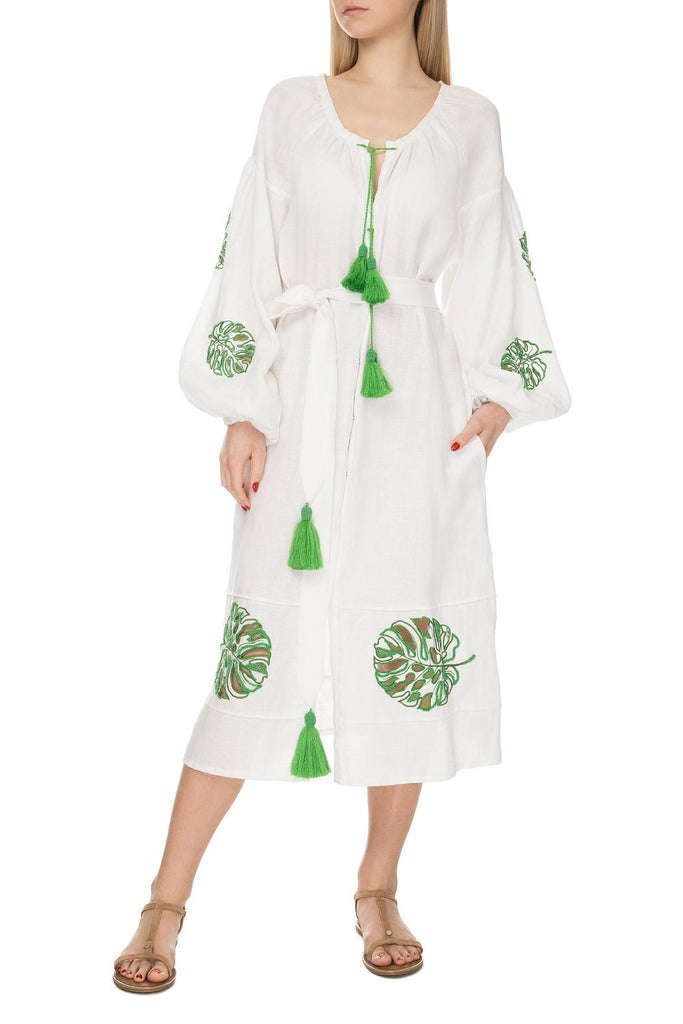 Bali White Dress with Sleeves and Beads