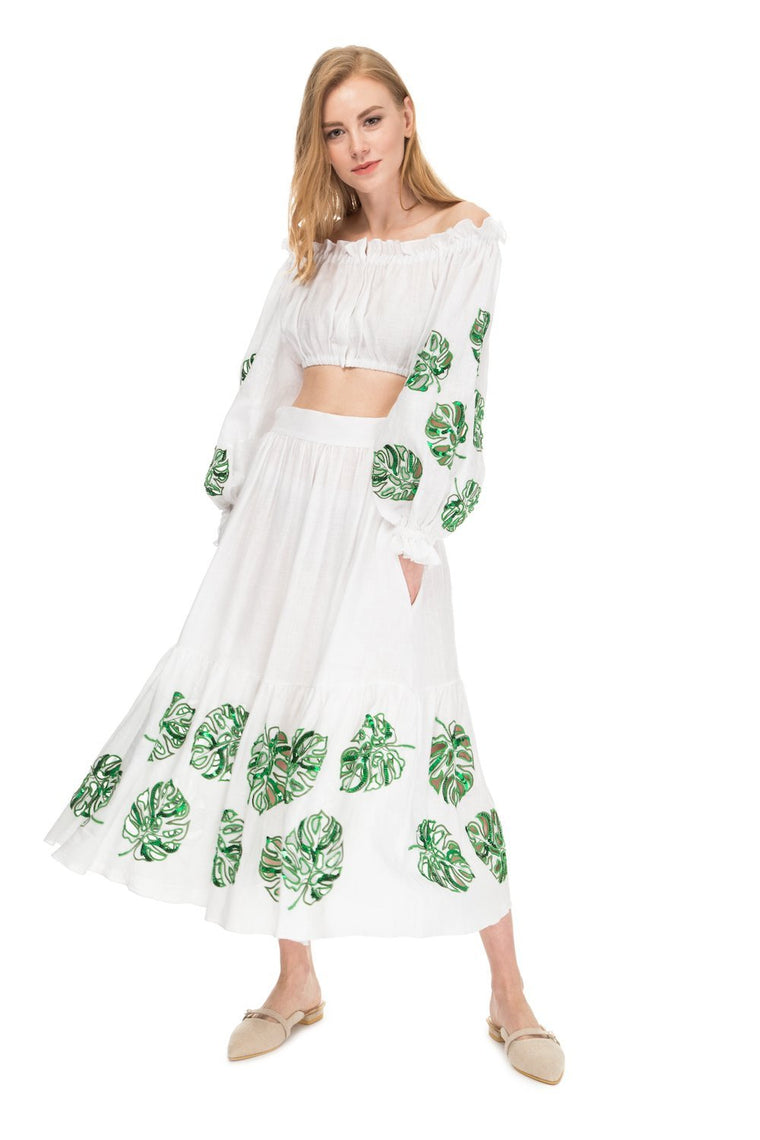 Bora Bora White emroidered suit