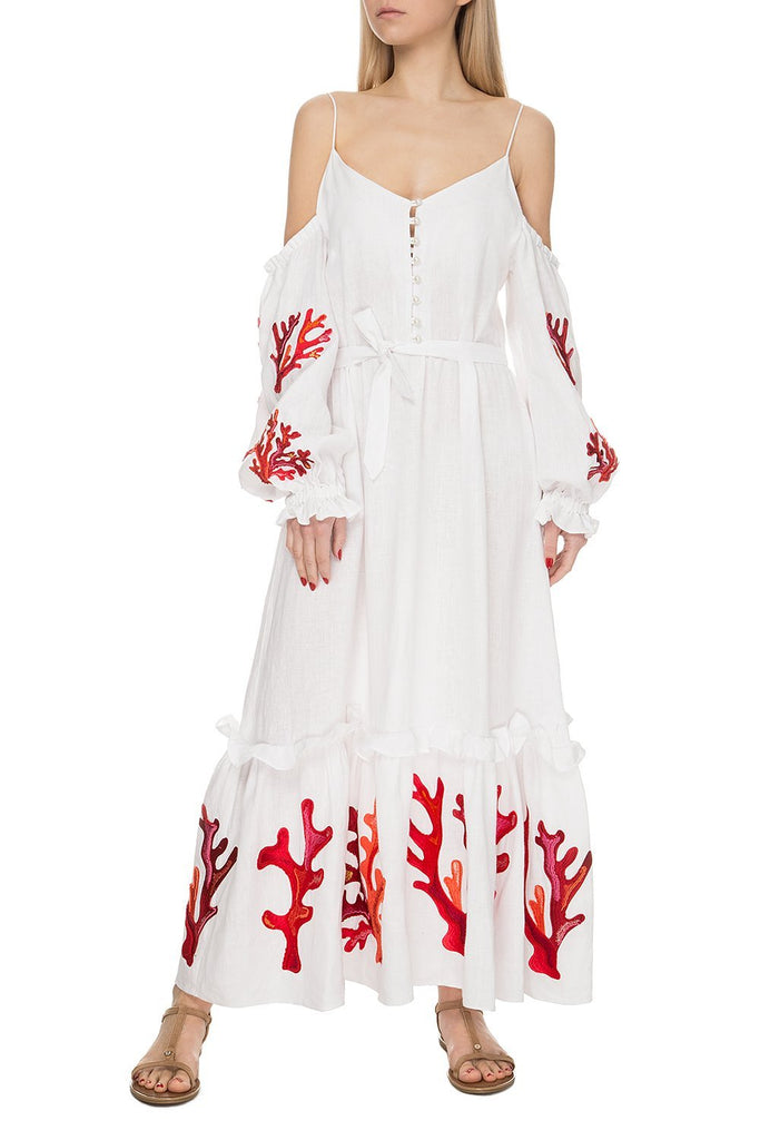 Saint-Tropez White Dress with Beads