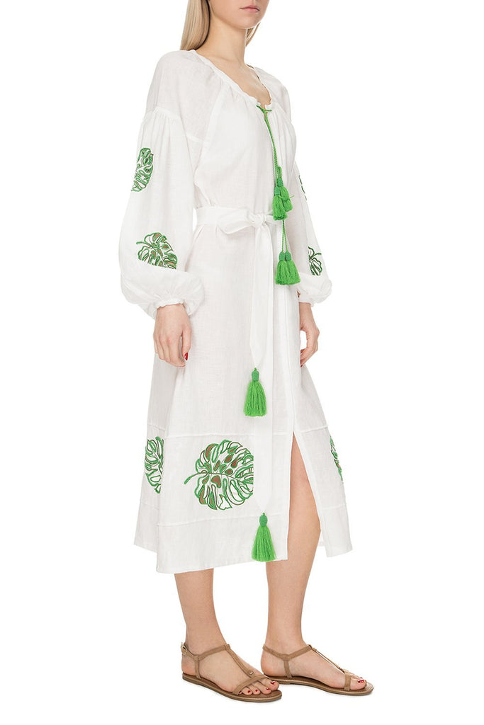 Bali White Dress with Sleeves and Beads