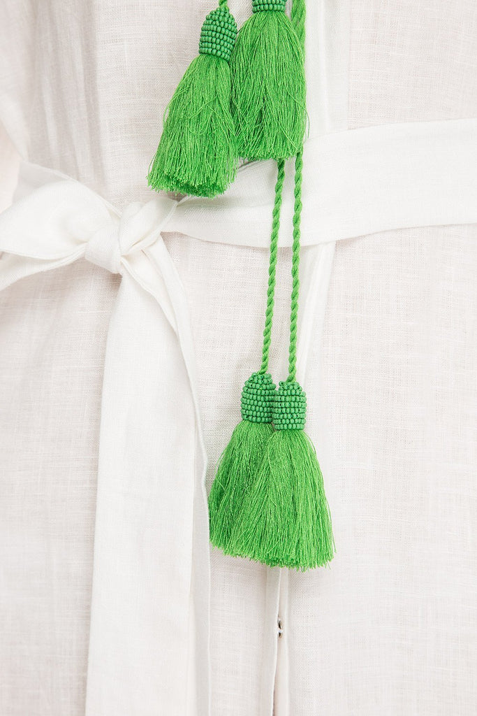 Bali White Dress with Sleeves and Beads