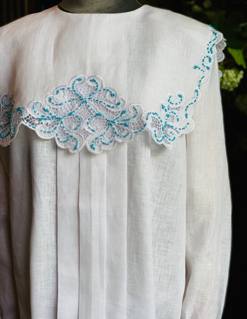 Richelieu Linen Beaded Blouse