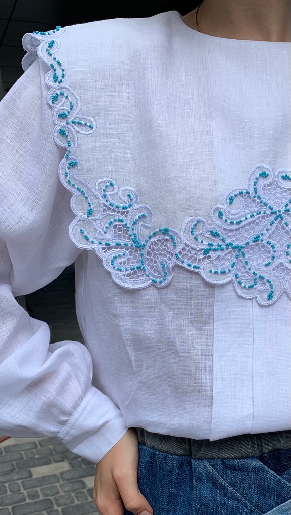Richelieu Linen Beaded Blouse