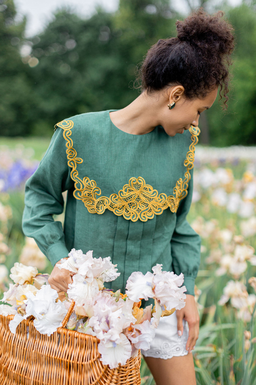Richelieu Linen Green Blouse