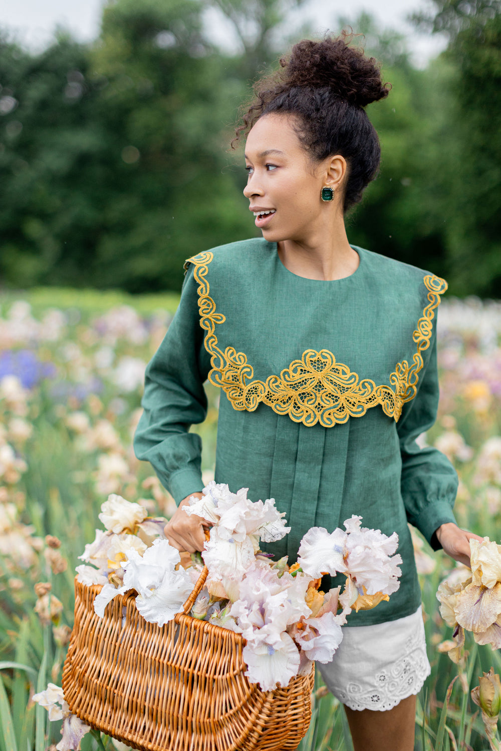 Richelieu Linen Green Blouse