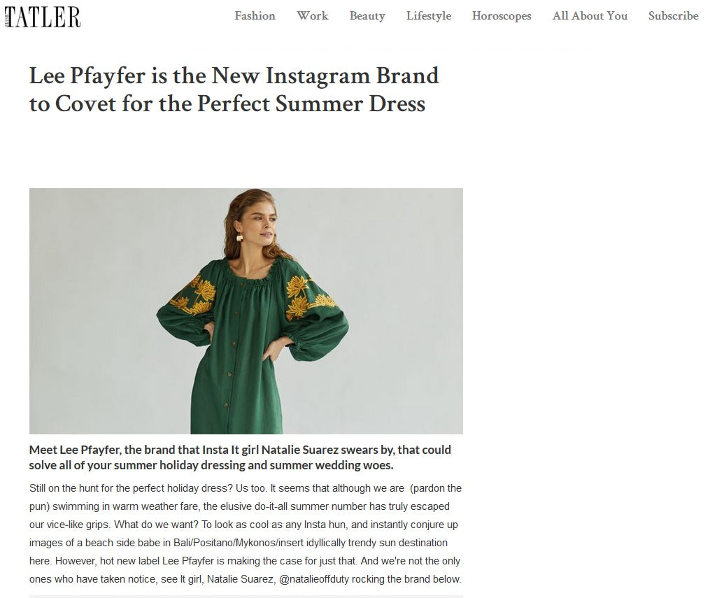 Tatler Ireland about Lee Pfayfer brand