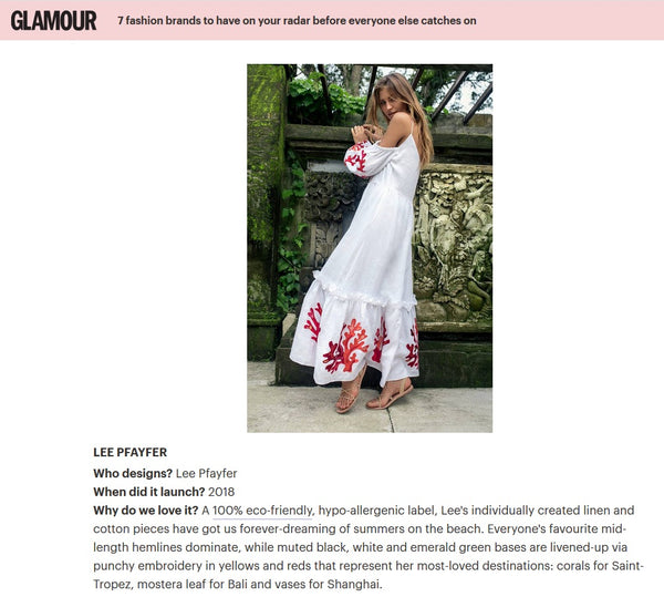 Lee Pfayfer is in Glamour UK as one of new fashion brands you should know
