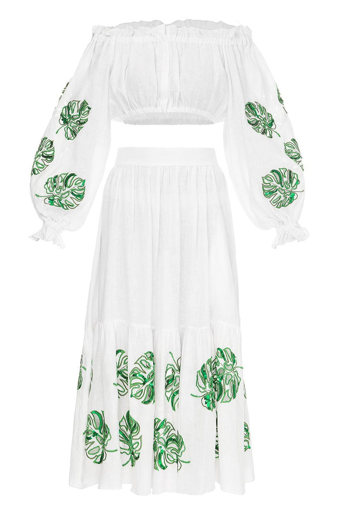Bora Bora White emroidered suit