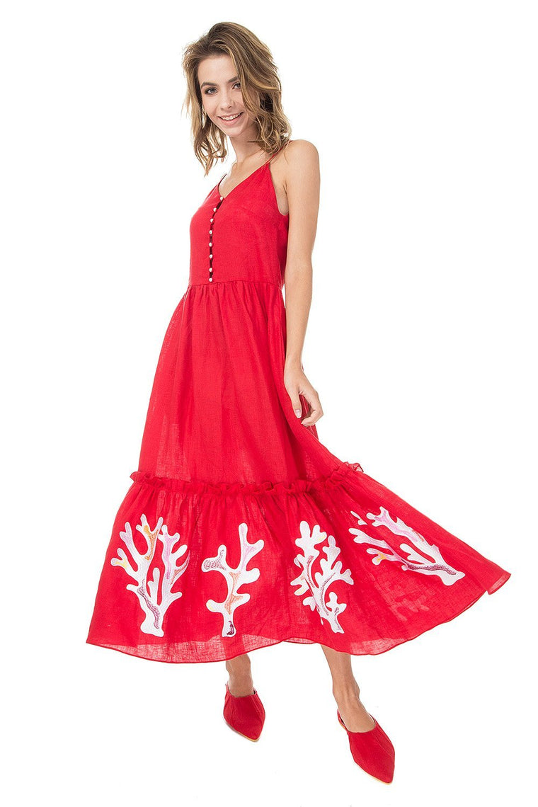 Saint-Tropez No Sleeved Red Dress