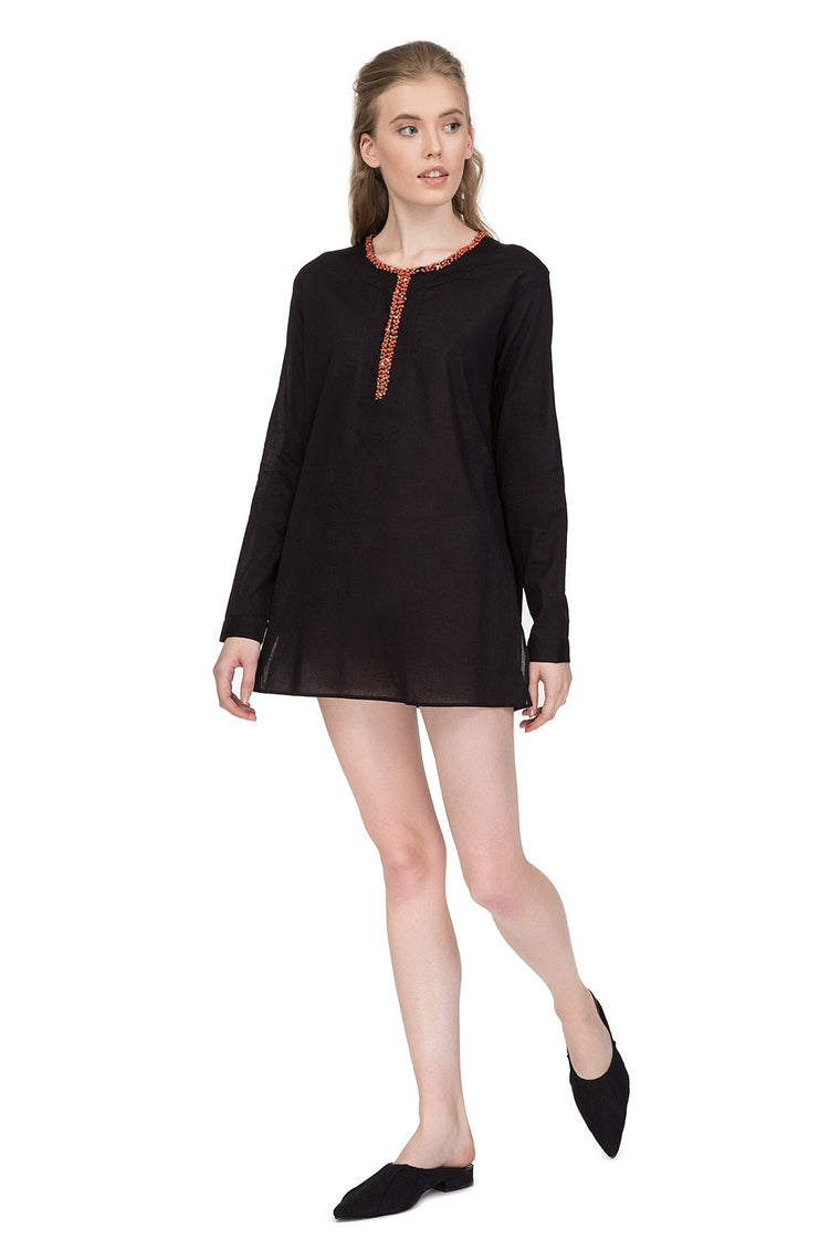Divine cotton tunic with long sleeves