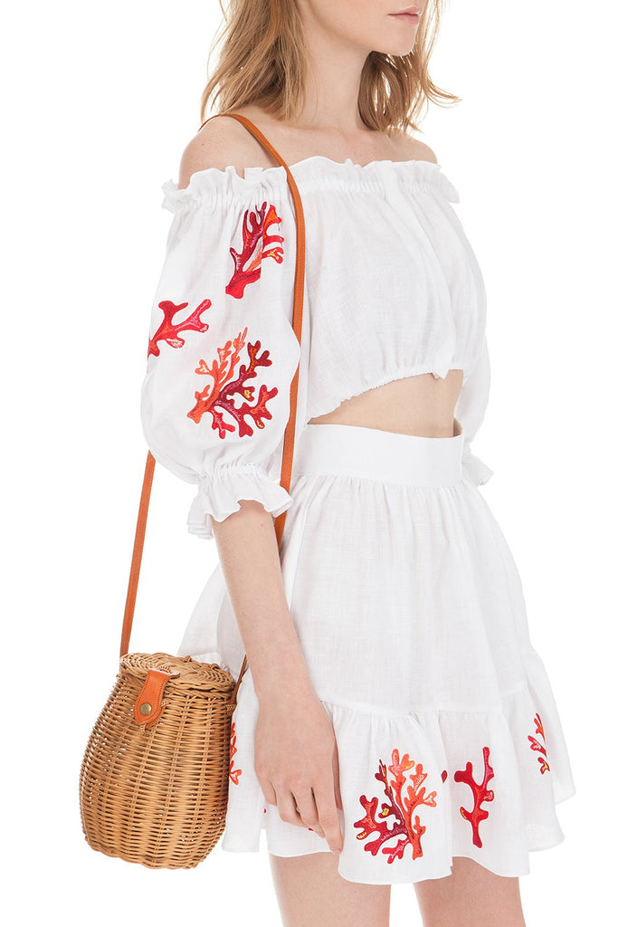 Wicker bucket bag