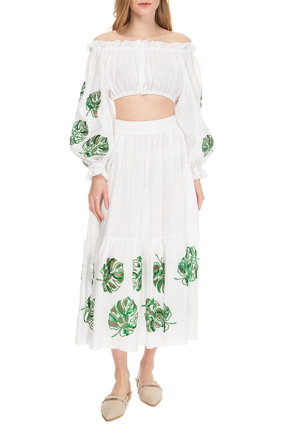 Bora Bora White emroidered suit