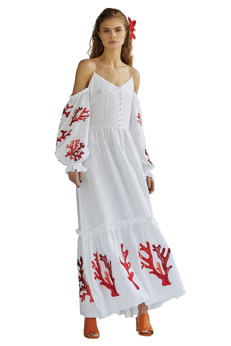 Saint-Tropez White Dress with Beads
